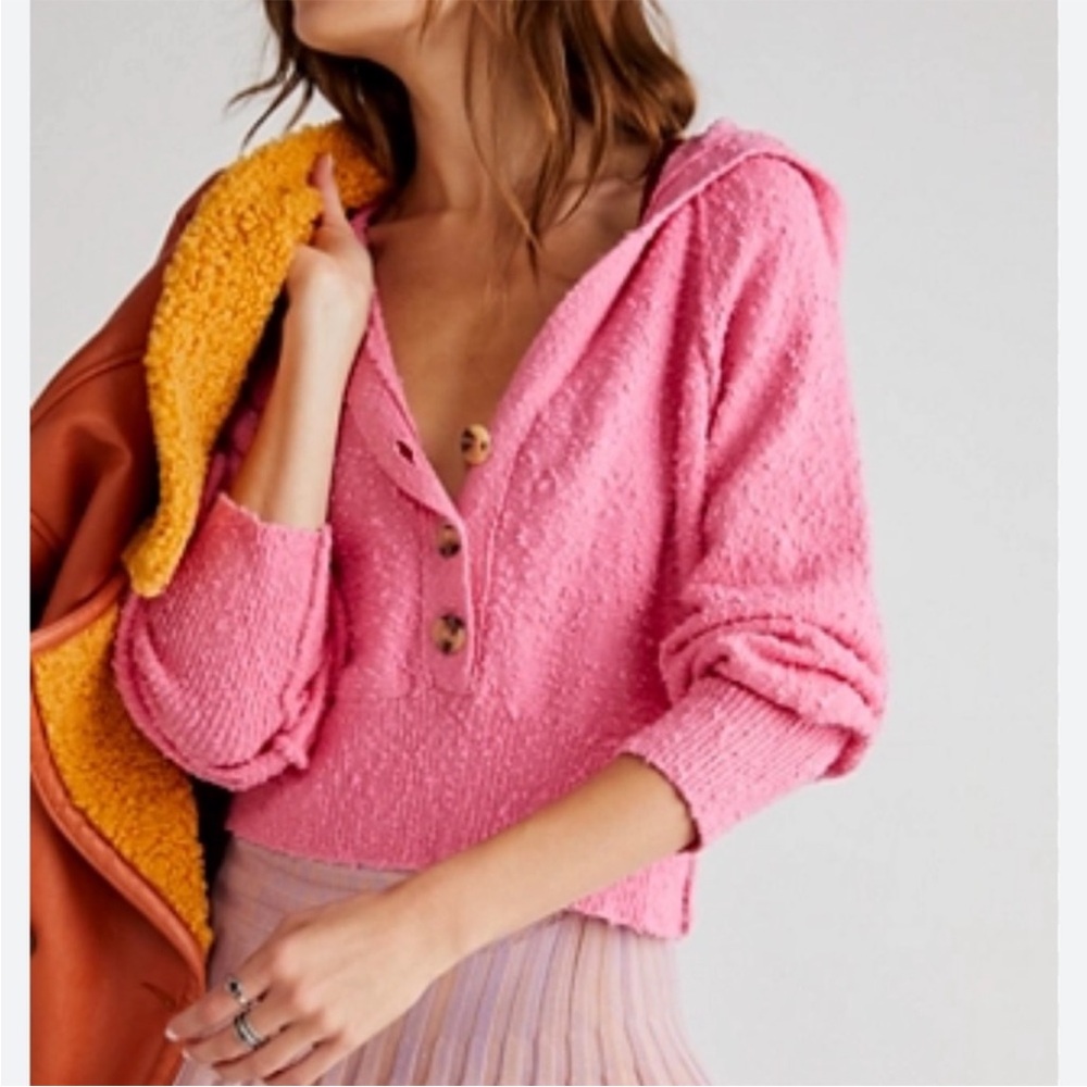 BOGO! Free People Found My Friend Hoodie Sweater Pink Size Small